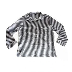 Victorias Secret Black Gray After Hours Striped Satin Silk Pajama Top Size Large